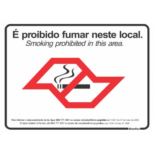 Placa - PROIBIDO FUMAR